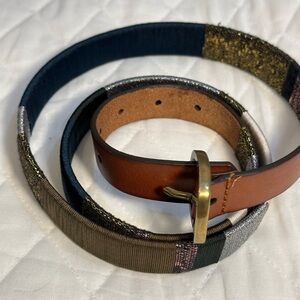 Coldwater Creek Genuine Leather Yarn Wrapped Metallic Boho Multicolor Belt Sz L